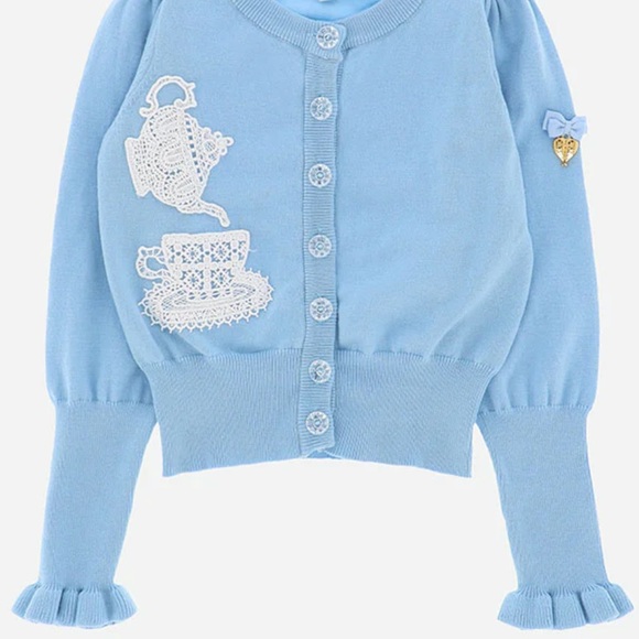 🩵NWT ANGEL’S FACE CARDIGAN SWEATER BLUE HIGH TEA LACE 6-7Y🩵 - Picture 9 of 9